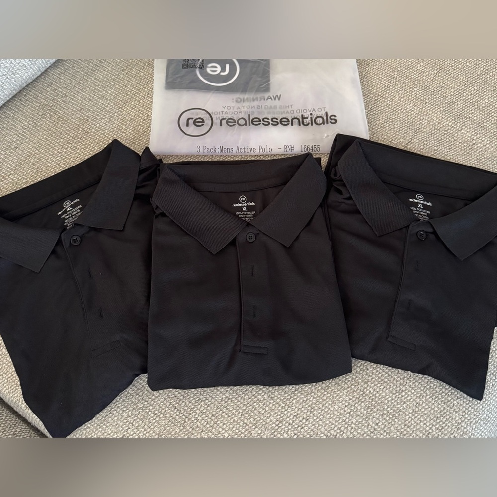 Real Essentials 3 Pack: Men's Quick-Dry Short Sleeve Athletic Performance Polo